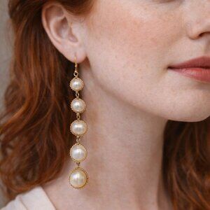 Faux Freshwater Pearl Drop Earrings – Gold Tone
